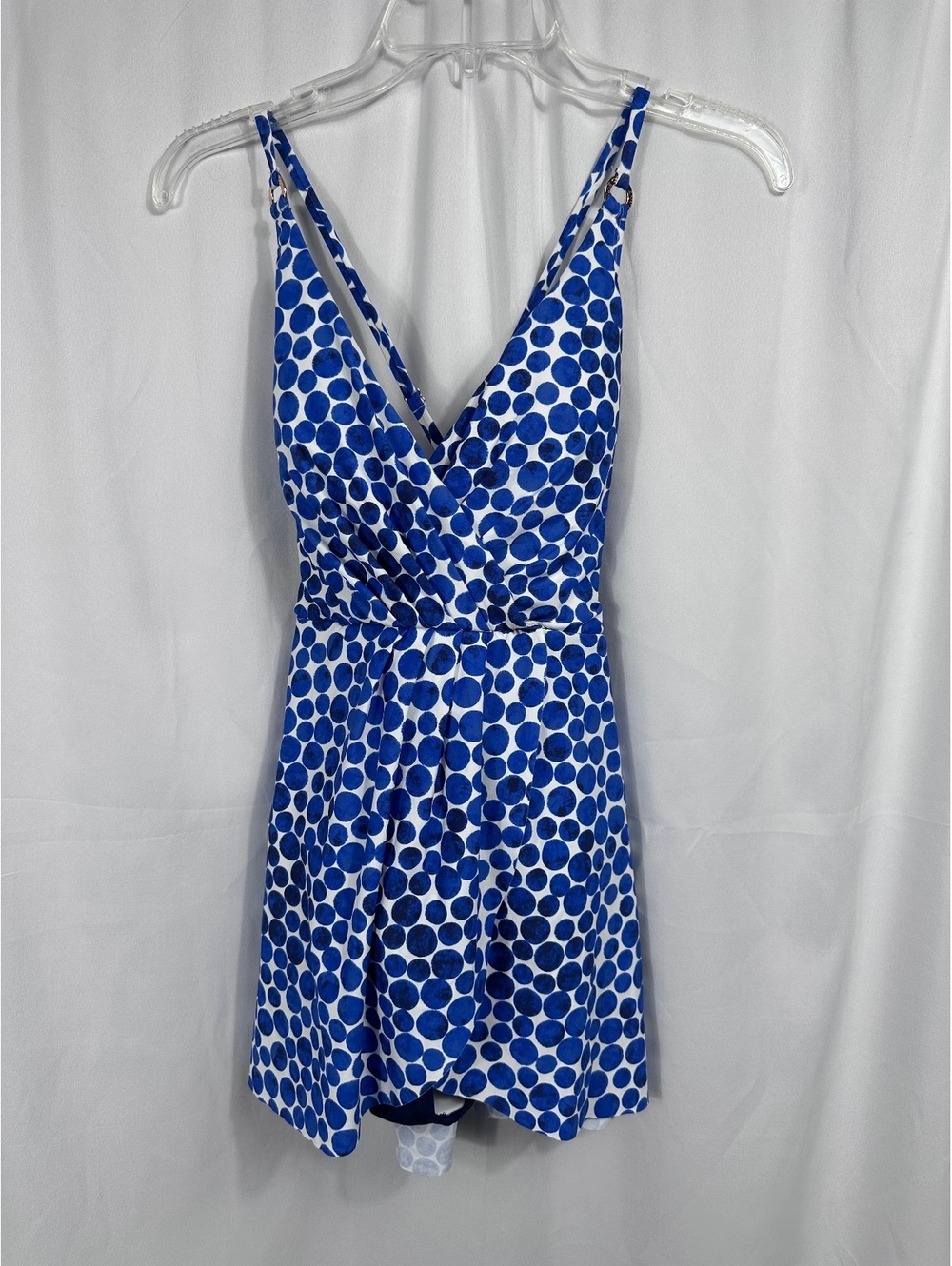 Anne Cole Blue Polka Dot Swimdress One Piece Swimsuit Size 10